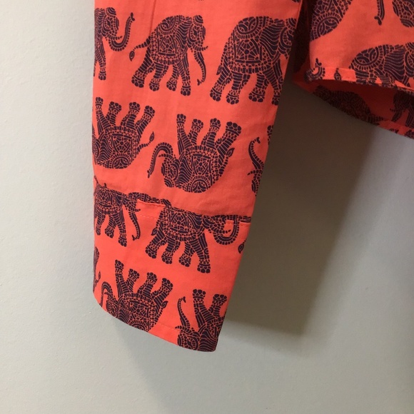 J Crew Elephant Print Tie Front Shirt - Picture 8 of 11